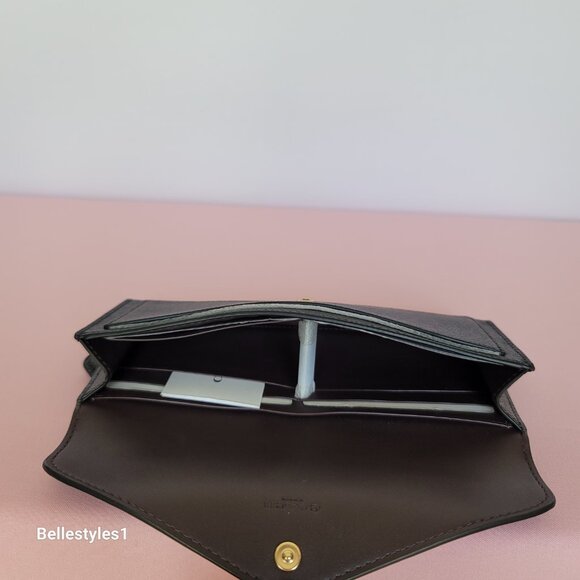 COACH Wyn Envelope Crossgrain Leather Wallet- Black color - Picture 11 of 14